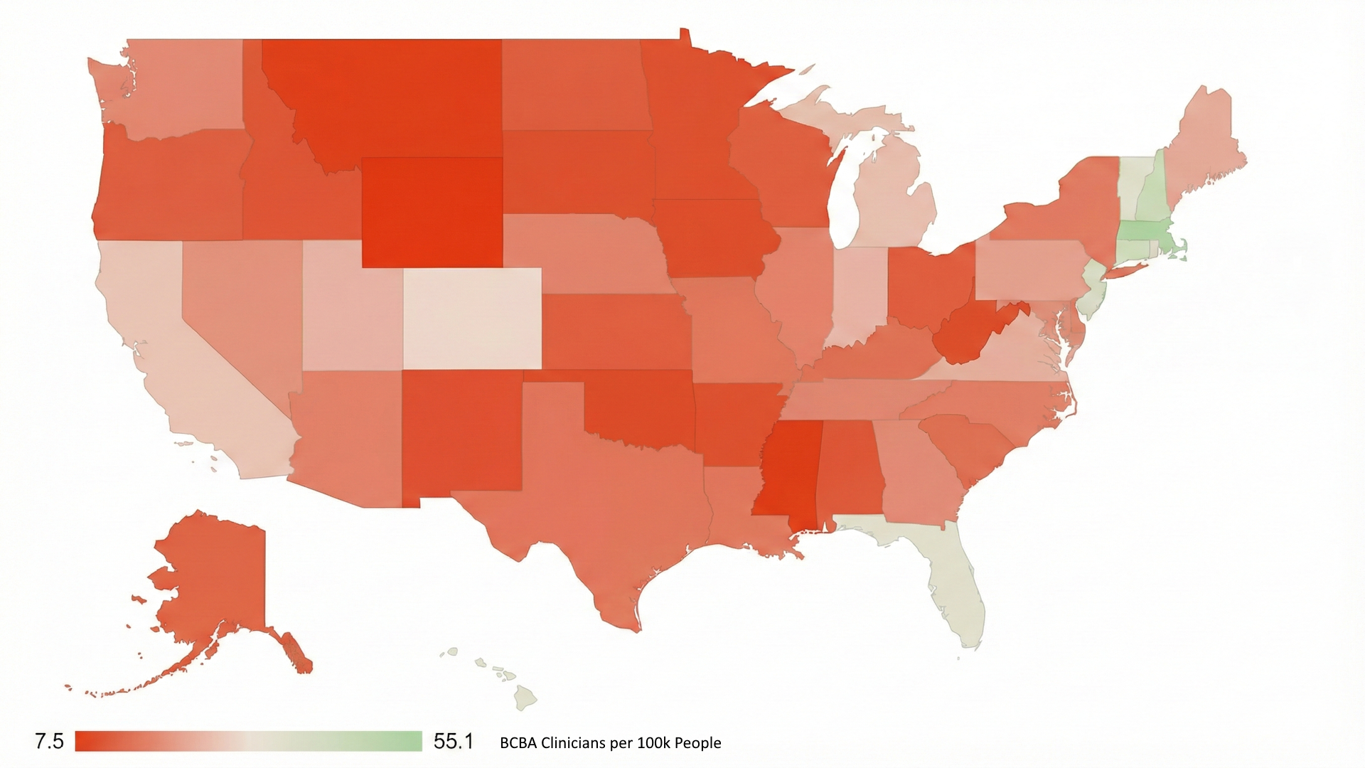ABA care deserts across the United States