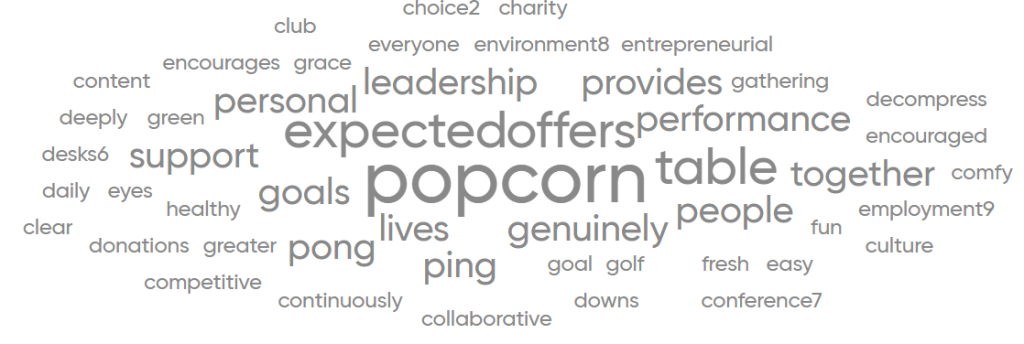 Great Place To Work word cloud for TYGES 2026